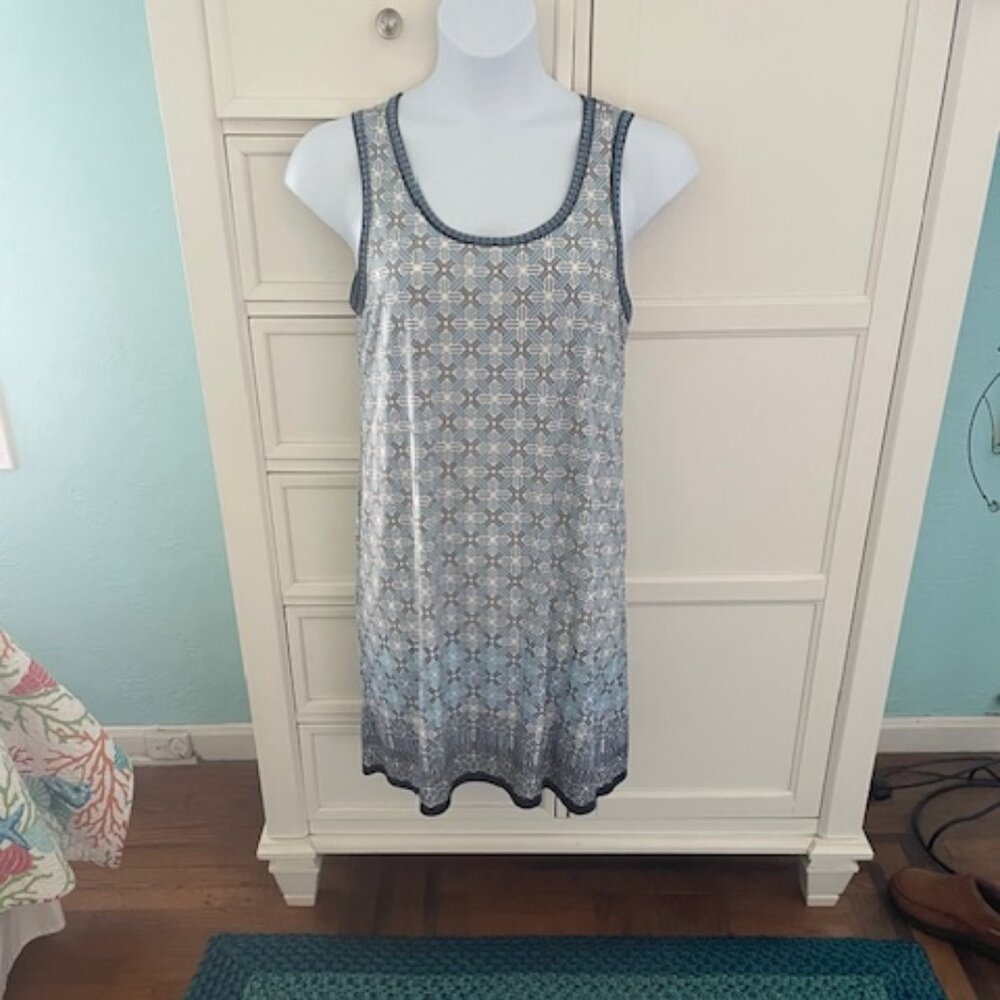 Max Studio Blue Geometric Summer Sun Dress with Cutout Back Size L